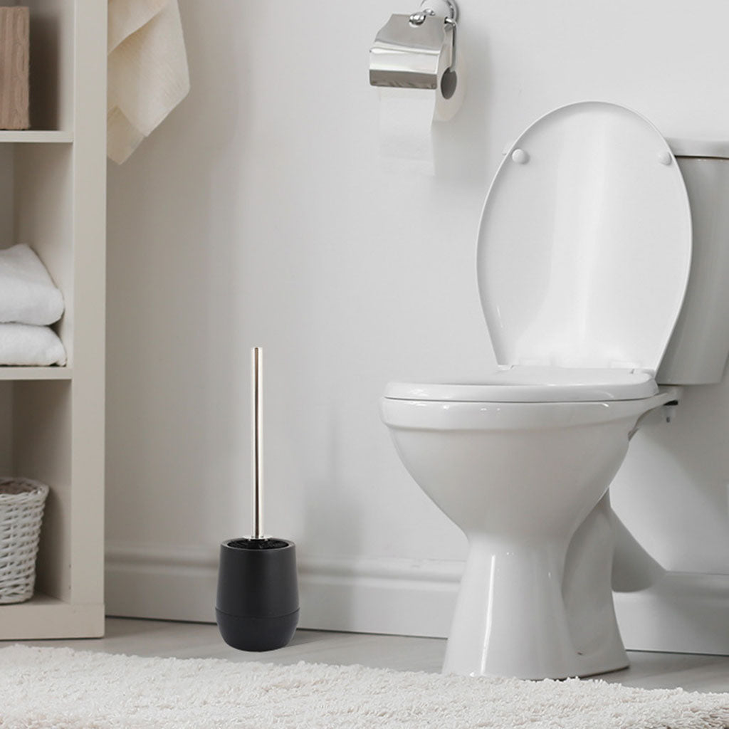 6Pieces Bathroom Accessories Set Tumbler Toothbrush Holder Toilet Brush Black