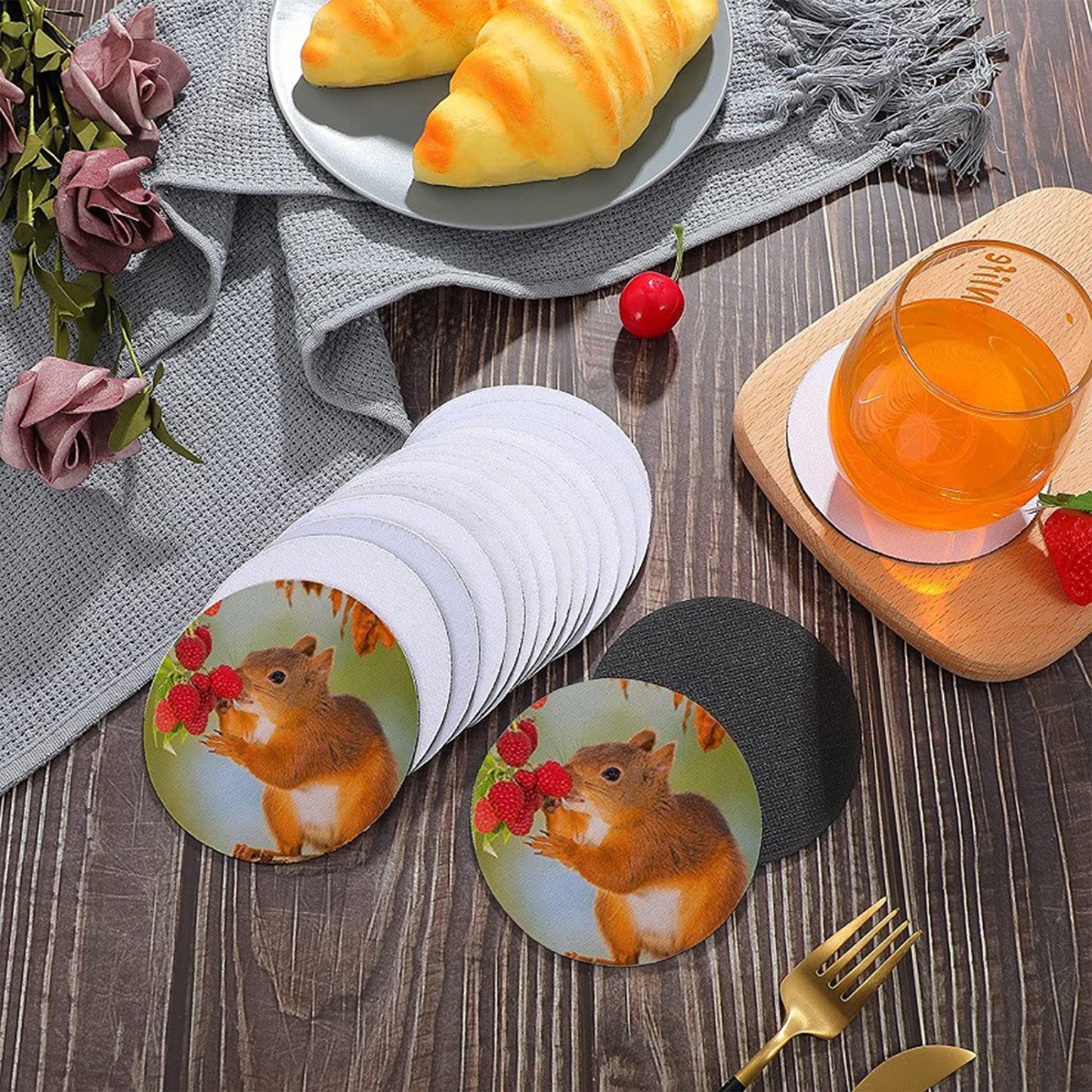24 Piece Car Coaster Round Neoprene Coffee Cup Coaster for Car Kitchen Cafe