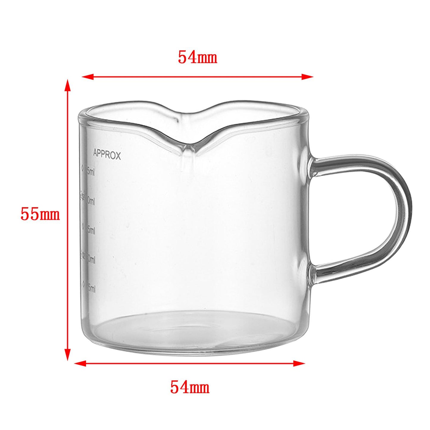 Coffee Glass Measuring Milk Cup Double Mouth and Scale Wine Coffee Ounce Mug 75ml