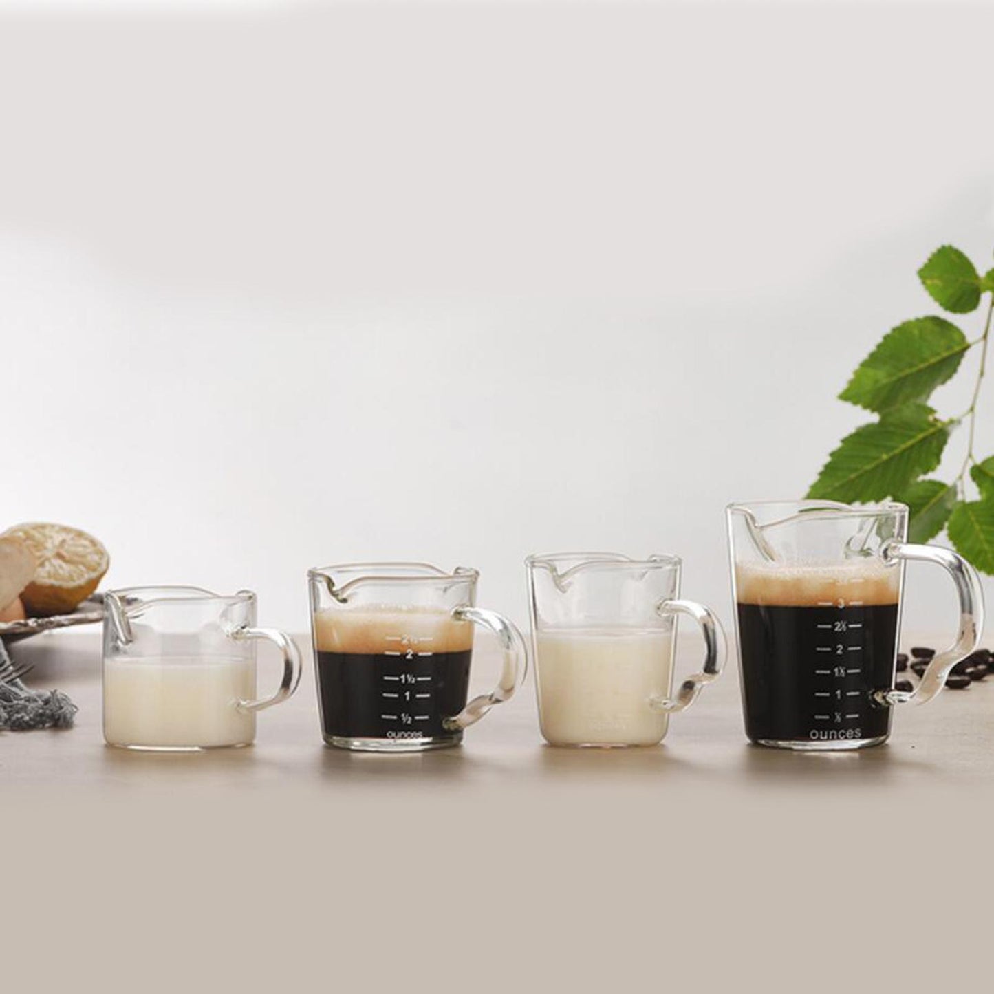Coffee Glass Measuring Milk Cup Double Mouth and Scale Wine Coffee Ounce Mug 75ml