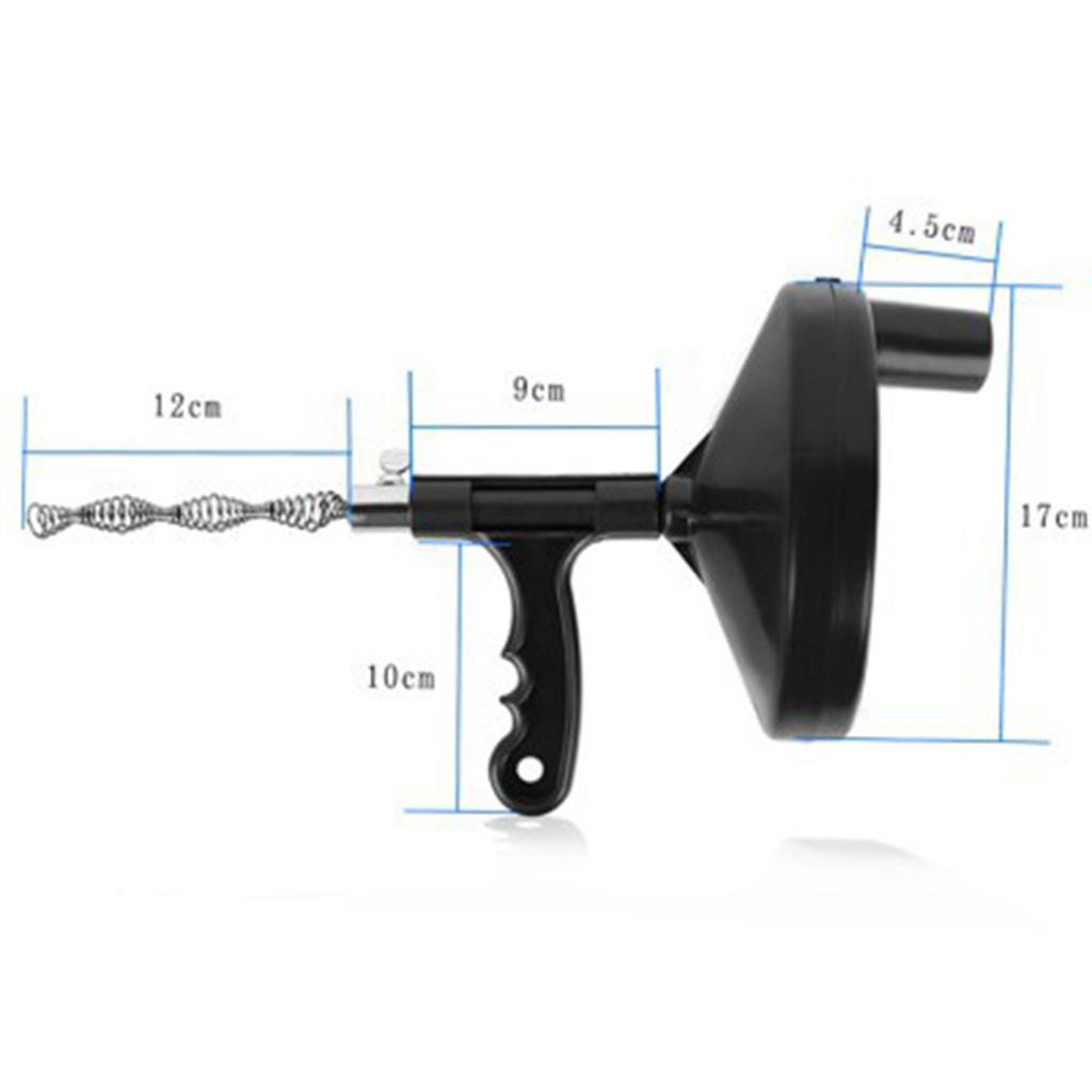 Manual Drain Snake Sink Clog Remover Hook Steel Spring Sink Pipe Bathroom Black 5M