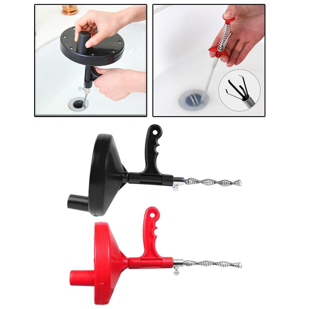 Manual Drain Snake Sink Clog Remover Hook Steel Spring Sink Pipe Bathroom Black 5M