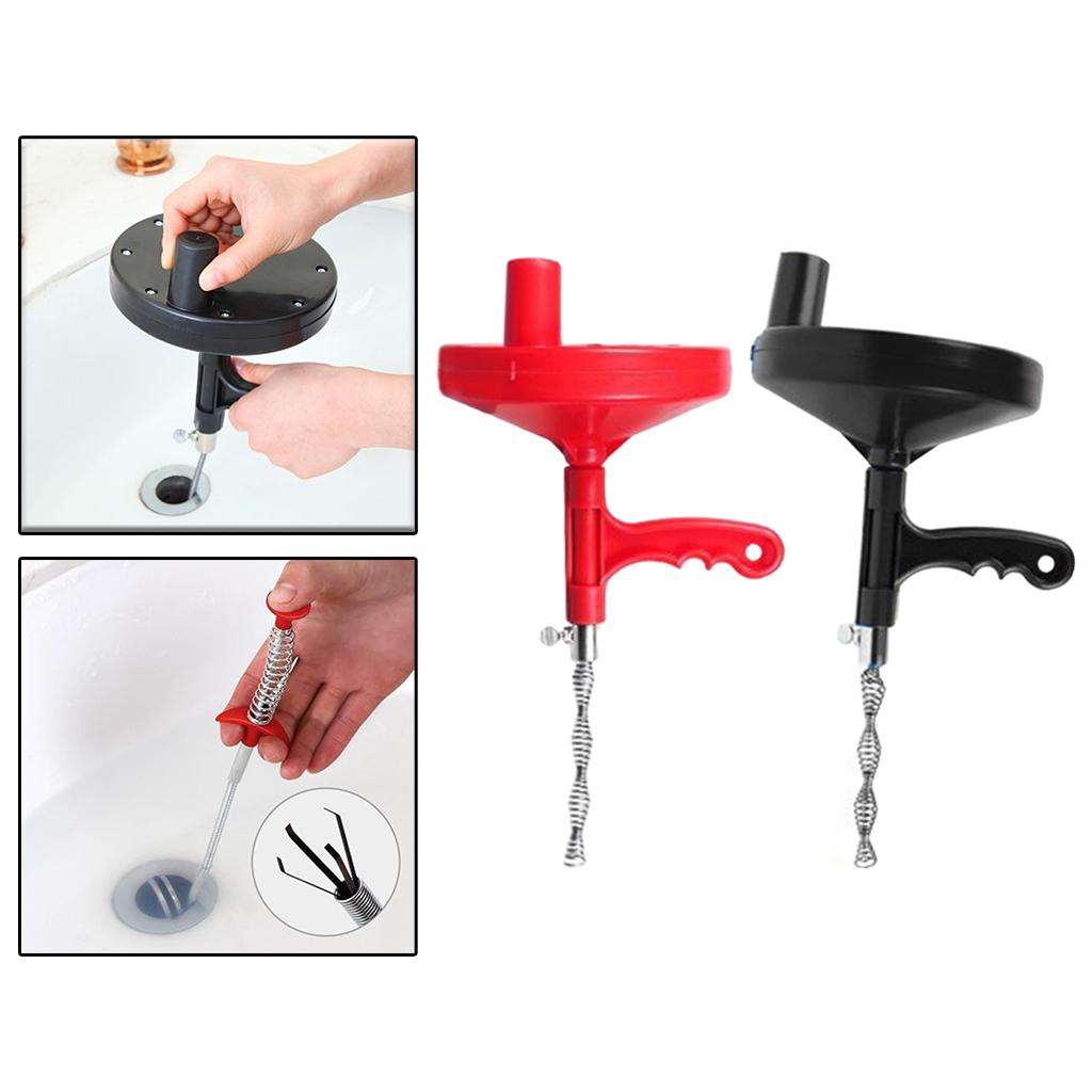 Manual Drain Snake Sink Clog Remover Hook Steel Spring Sink Pipe Bathroom Black 5M