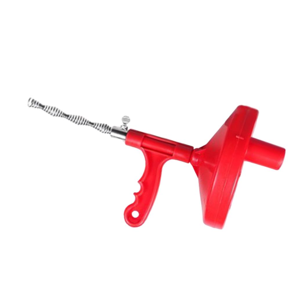 Manual Drain Snake Sink Clog Remover Hook Steel Spring Sink Pipe Bathroom Red 7M