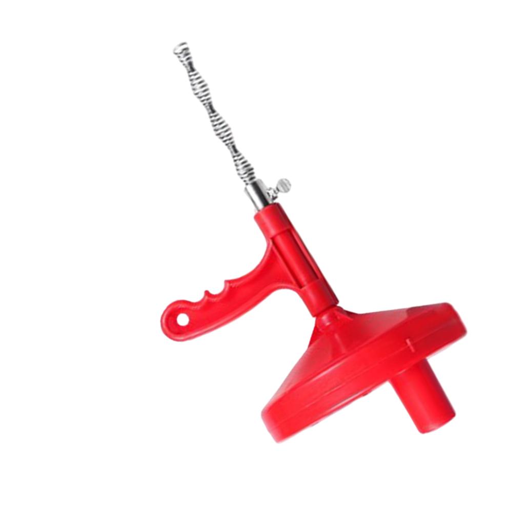 Manual Drain Snake Sink Clog Remover Hook Steel Spring Sink Pipe Bathroom Red 7M