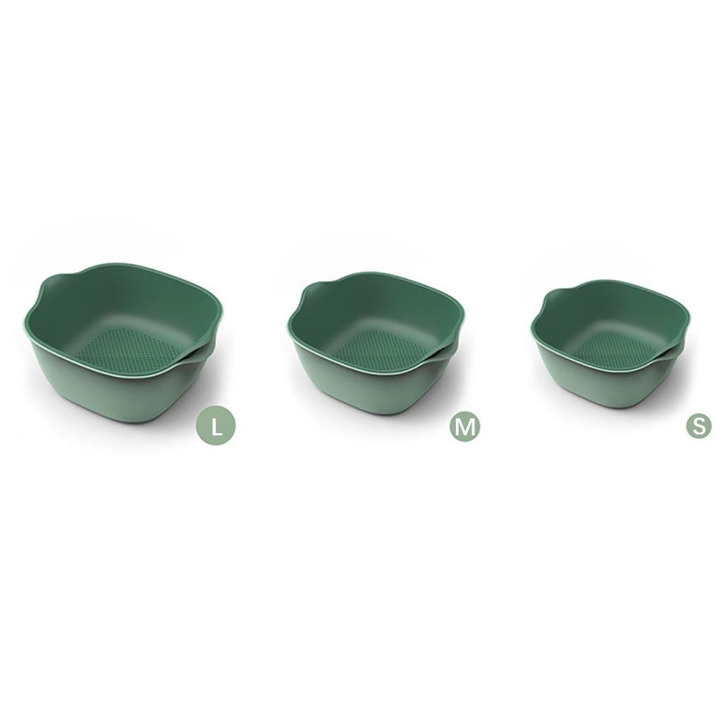 3Pcs Drain Basket Handle Double Layer Plate ABS Plastic for Living Room Green