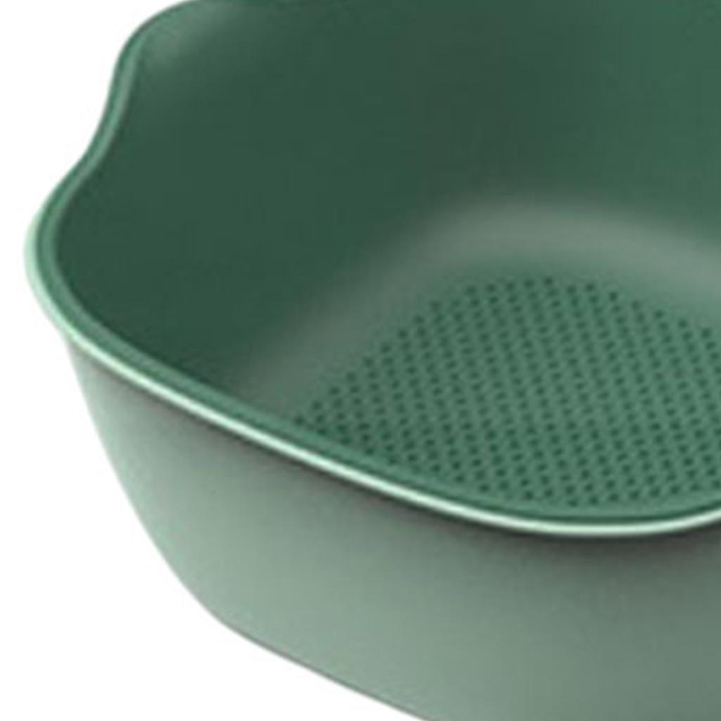 3Pcs Drain Basket Handle Double Layer Plate ABS Plastic for Living Room Green