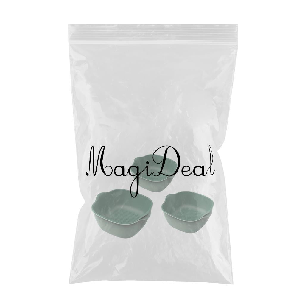 3Pcs Drain Basket Handle Double Layer Plate ABS Plastic for Living Room Green