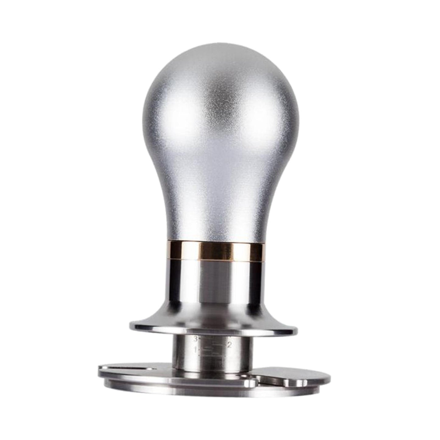 58.5mm Coffee Espresso Tamper Ergonomic Handle Flat Stainless Base Silver