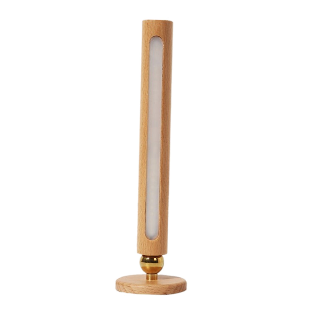 Bedside Wood Desk Lamp 180 Rotating Rechargeable Log Material Night Lamp