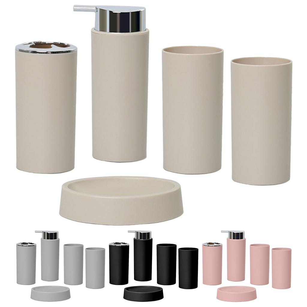 5Piece Bathroom Accessories Set Soap Dispenser Luxury Soap Dish for Office beige