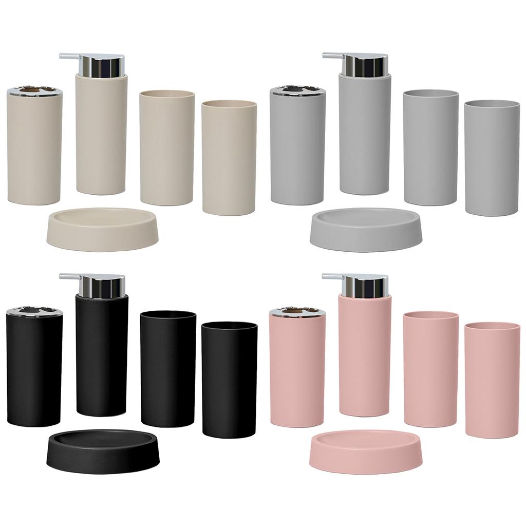 5Piece Bathroom Accessories Set Soap Dispenser Luxury Soap Dish for Office beige