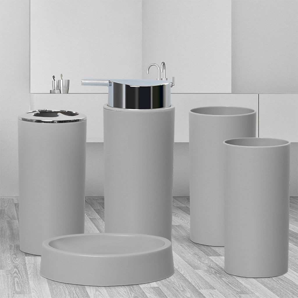 5Piece Bathroom Accessories Set Soap Dispenser Luxury Soap Dish for Office gray