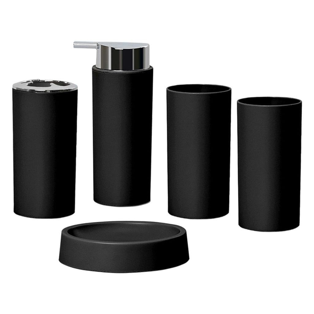 5Piece Bathroom Accessories Set Soap Dispenser Luxury Soap Dish for Office black