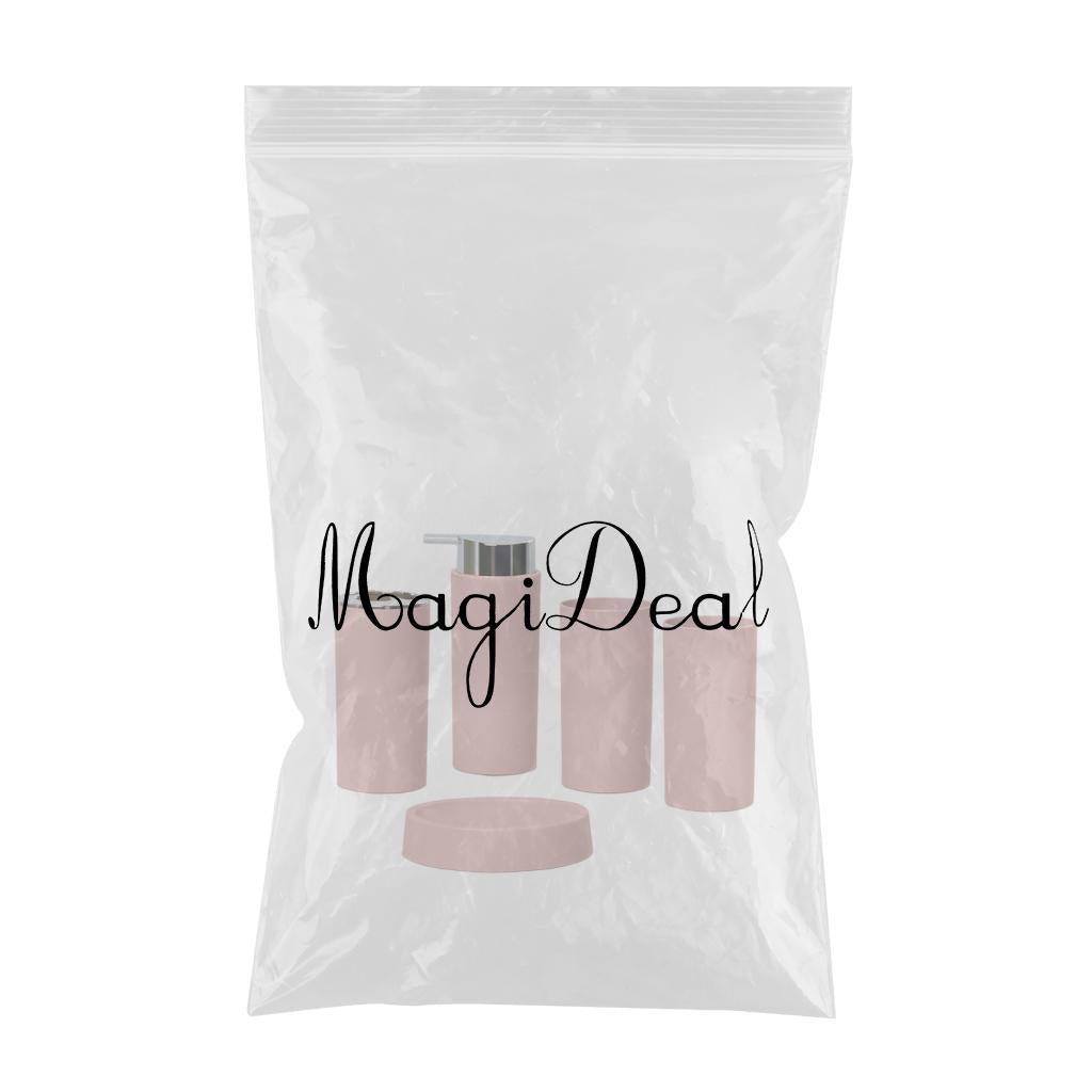 5Piece Bathroom Accessories Set Soap Dispenser Luxury Soap Dish for Office pink