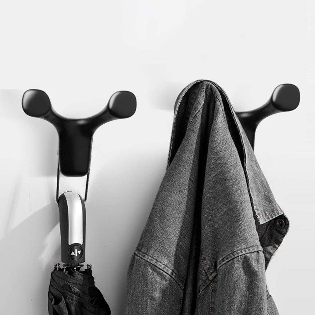 2 Pieces Wall Hooks Heavy Duty Nordic Waterproof for Kitchen Coat Robe Black