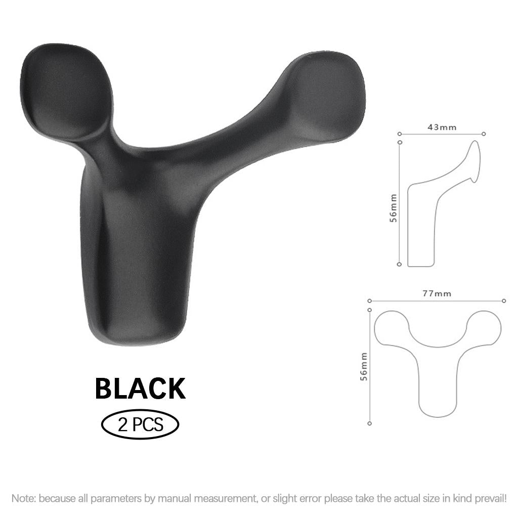 2 Pieces Wall Hooks Heavy Duty Nordic Waterproof for Kitchen Coat Robe Black