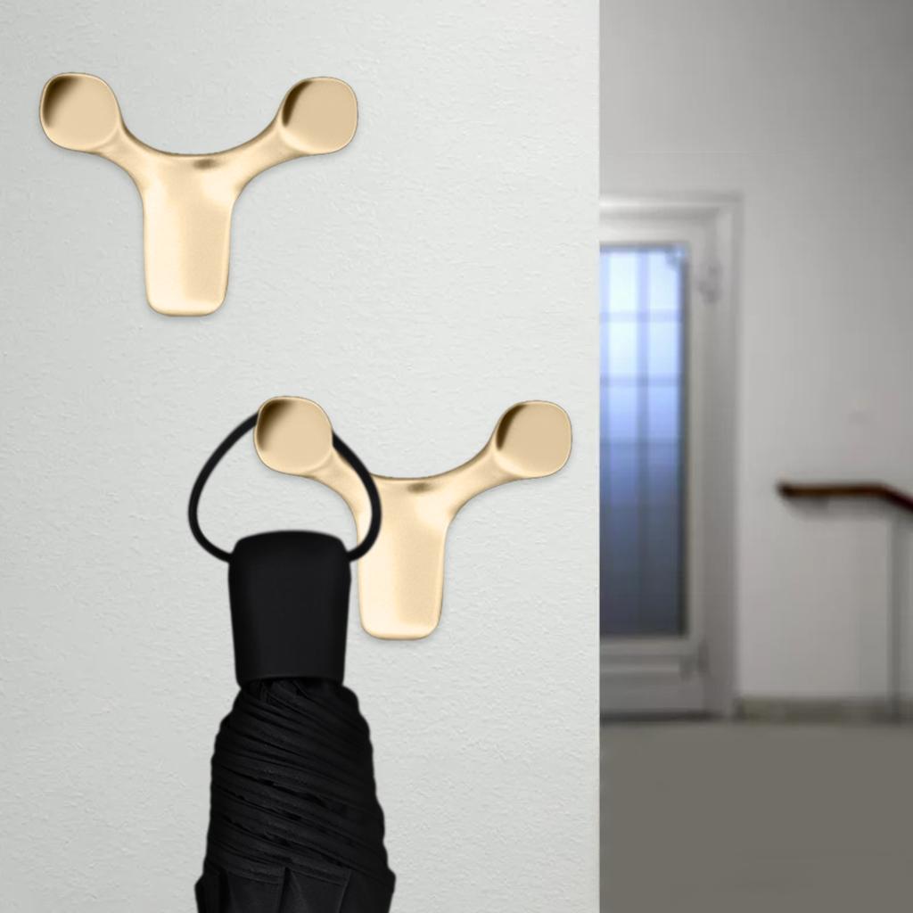 2 Pieces Wall Hooks Heavy Duty Nordic Waterproof for Kitchen Coat Robe Gold