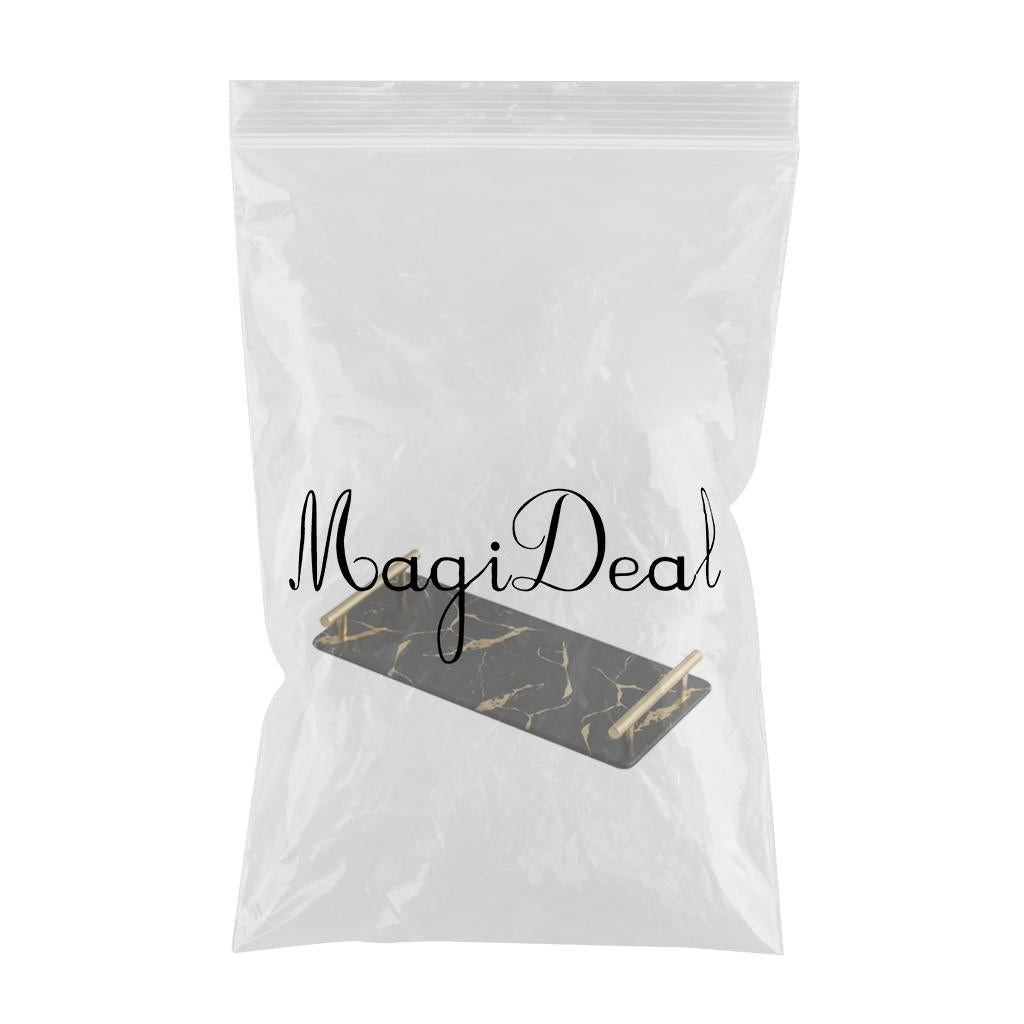 Marble Serving Tray with Handle Easy Clean for Home Living Room Decoration Black Rectangle
