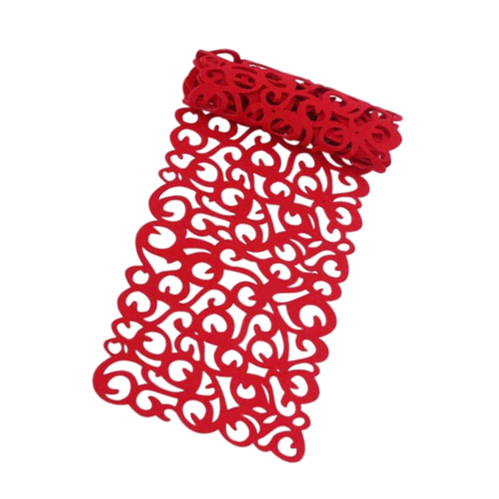 Hollow Placemats Rectangle Felt Decorations for Home Desk Red