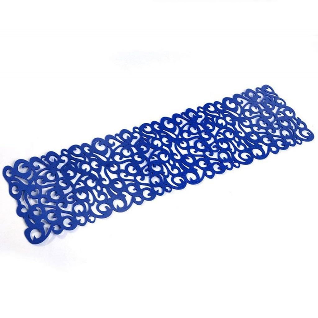Hollow Placemats Rectangle Felt Decorations for Home Desk Blue