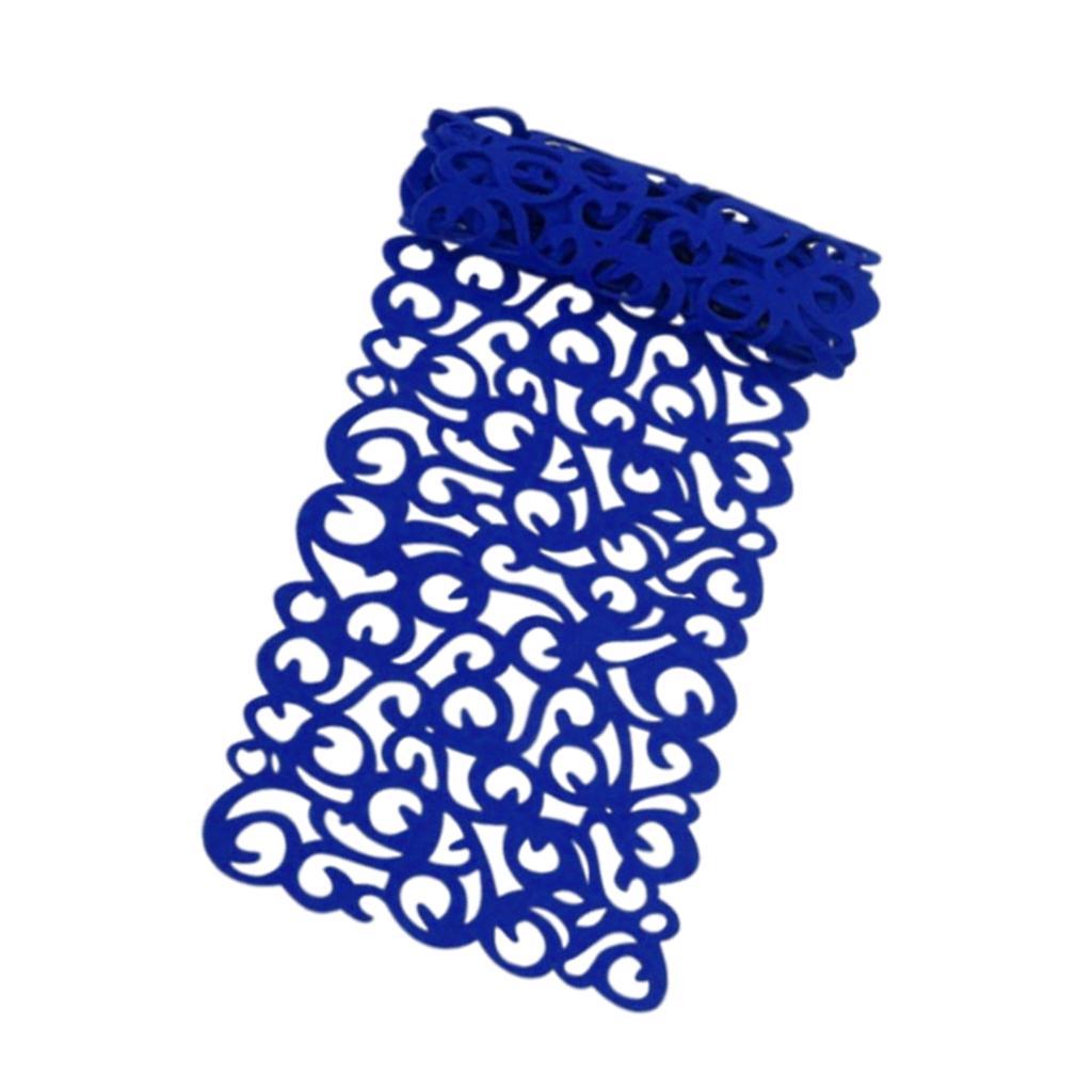 Hollow Placemats Rectangle Felt Decorations for Home Desk Blue