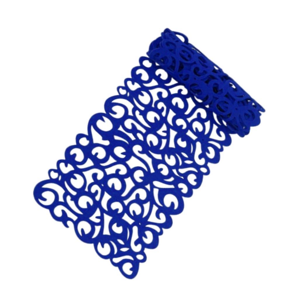 Hollow Placemats Rectangle Felt Decorations for Home Desk Blue
