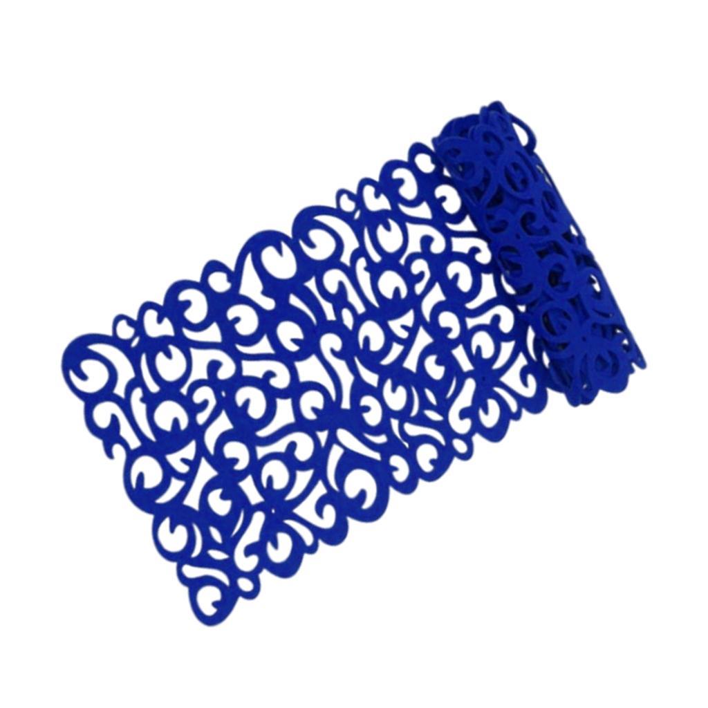 Hollow Placemats Rectangle Felt Decorations for Home Desk Blue