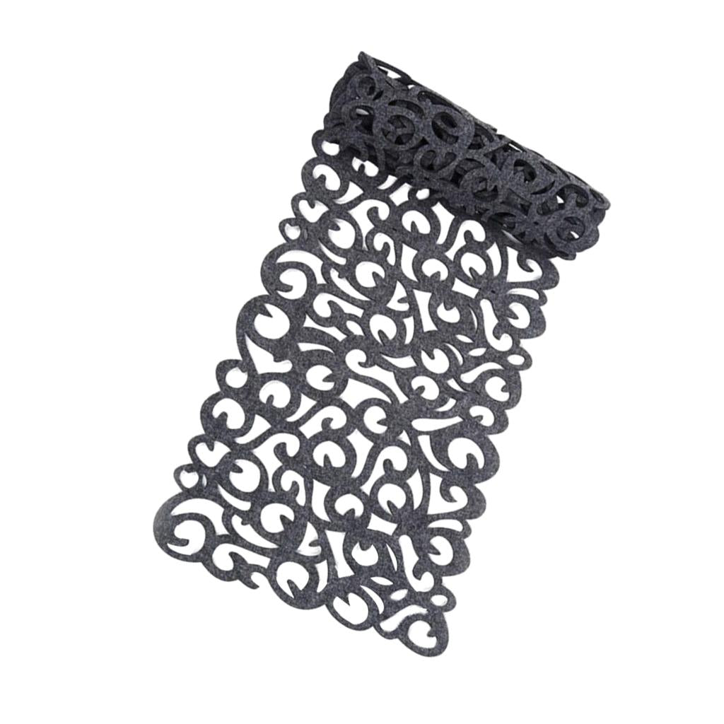 Hollow Placemats Rectangle Felt Decorations for Home Desk Dark gray