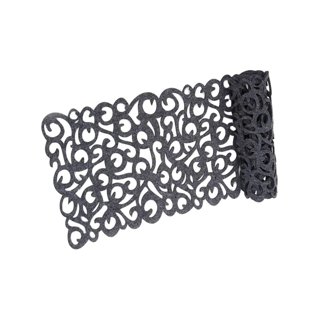 Hollow Placemats Rectangle Felt Decorations for Home Desk Dark gray