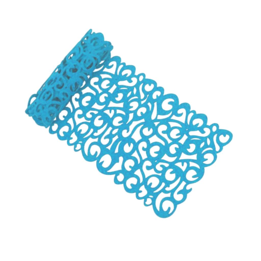 Hollow Placemats Rectangle Felt Decorations for Home Desk Sky blue