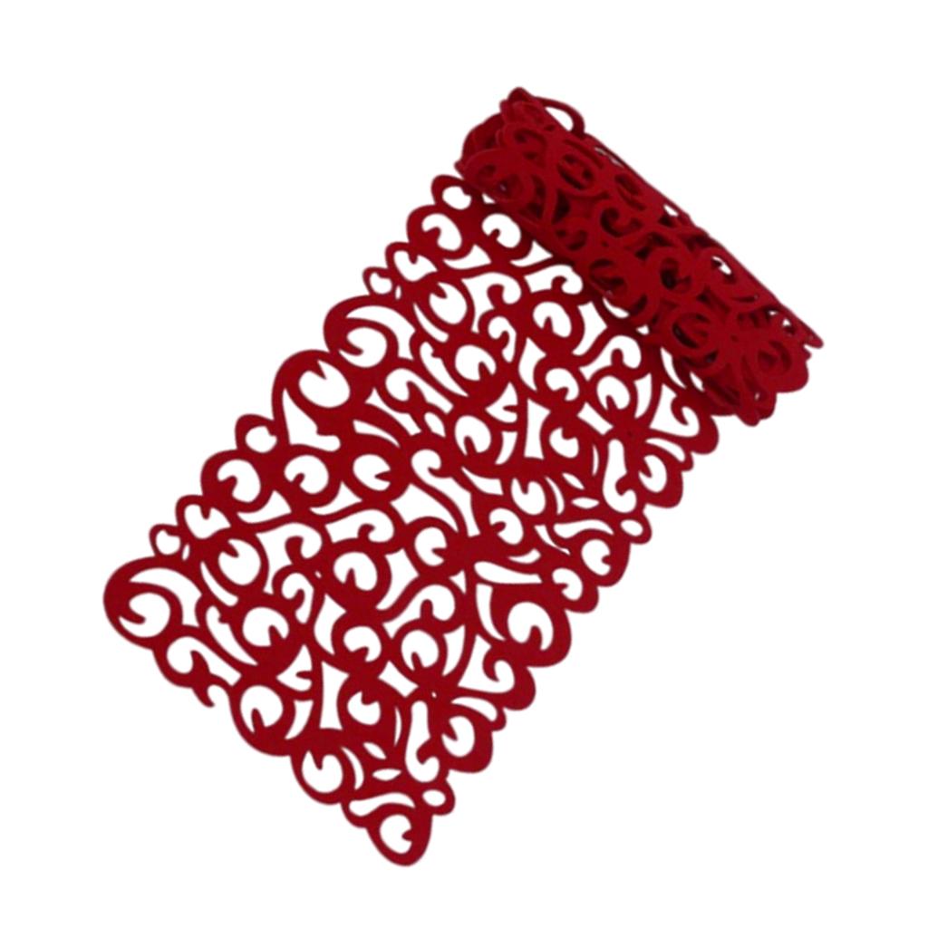 Hollow Placemats Rectangle Felt Decorations for Home Desk Red wine