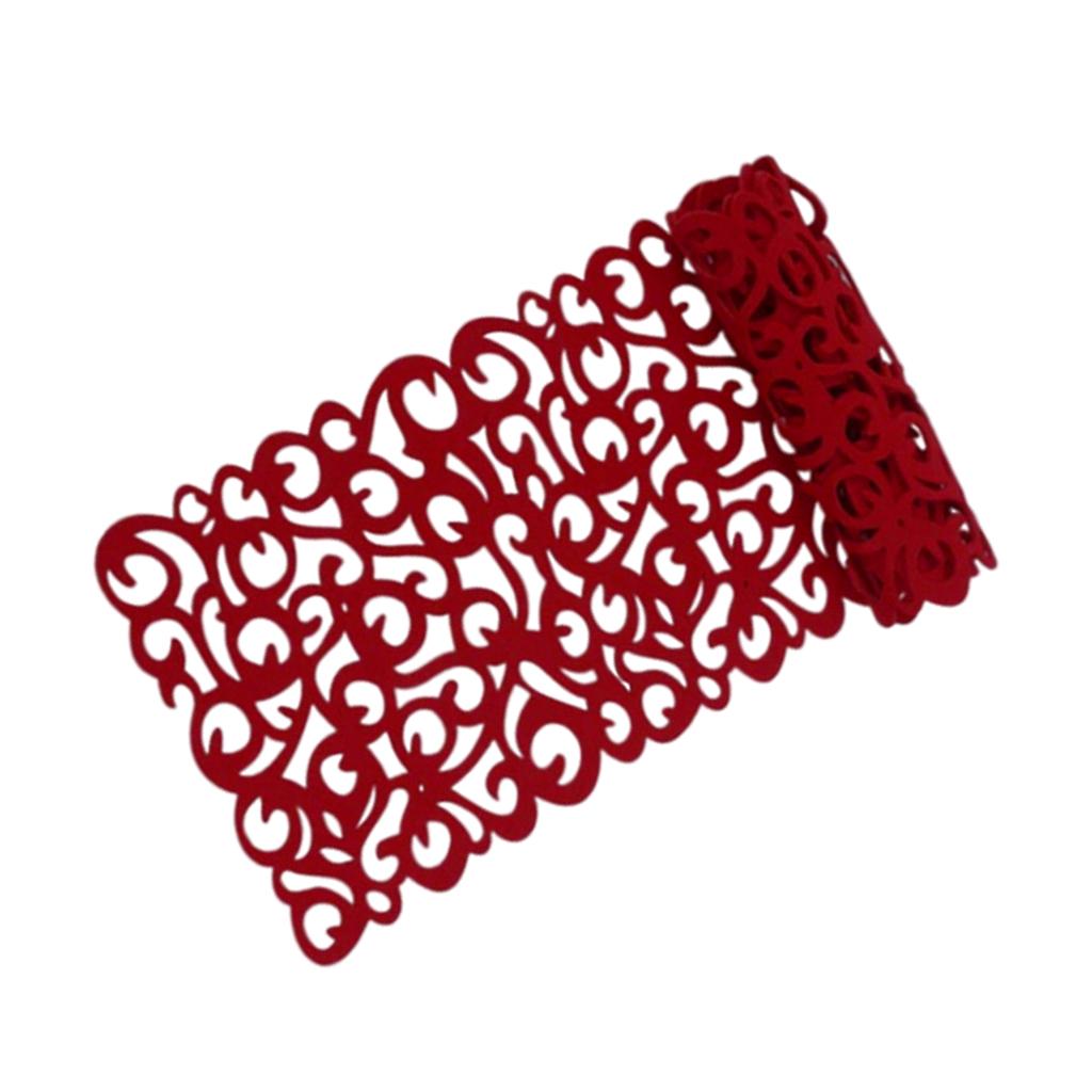 Hollow Placemats Rectangle Felt Decorations for Home Desk Red wine