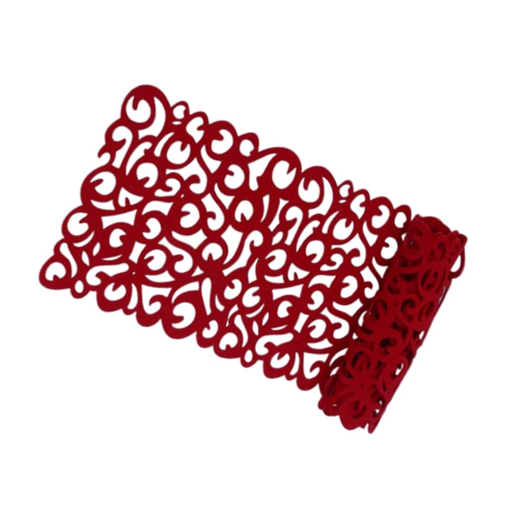 Hollow Placemats Rectangle Felt Decorations for Home Desk Red wine