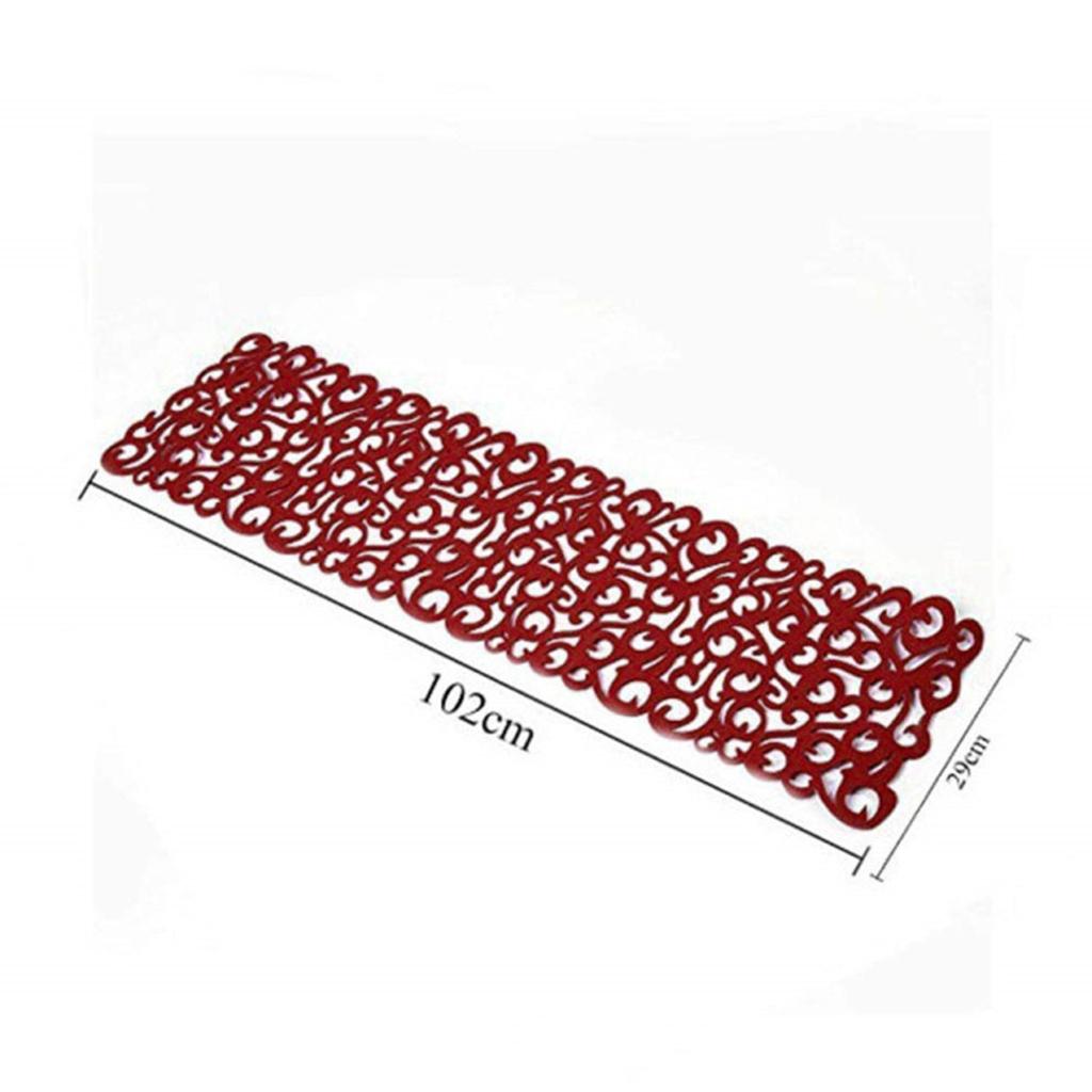 Hollow Placemats Rectangle Felt Decorations for Home Desk Red wine