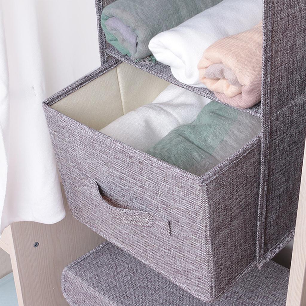 Portable Hanging Closet Organizer No-Woven Fabric for Purses Dorm Room 5 Layer Grey