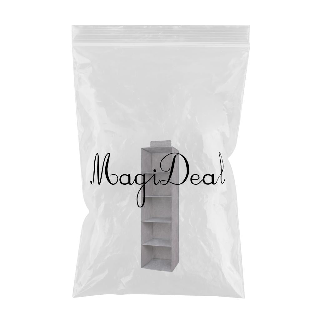 Portable Hanging Closet Organizer No-Woven Fabric for Purses Dorm Room 5 Layer Grey