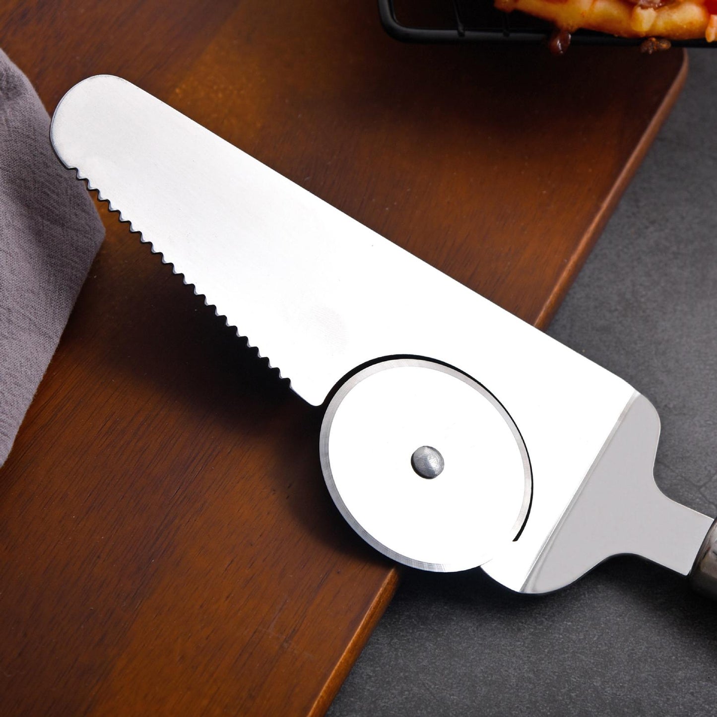 Pizza Wheel &Cutter Easy to Clean Super Sharp for Pizza Dough Pizza Lovers 2 in 1 single wheel