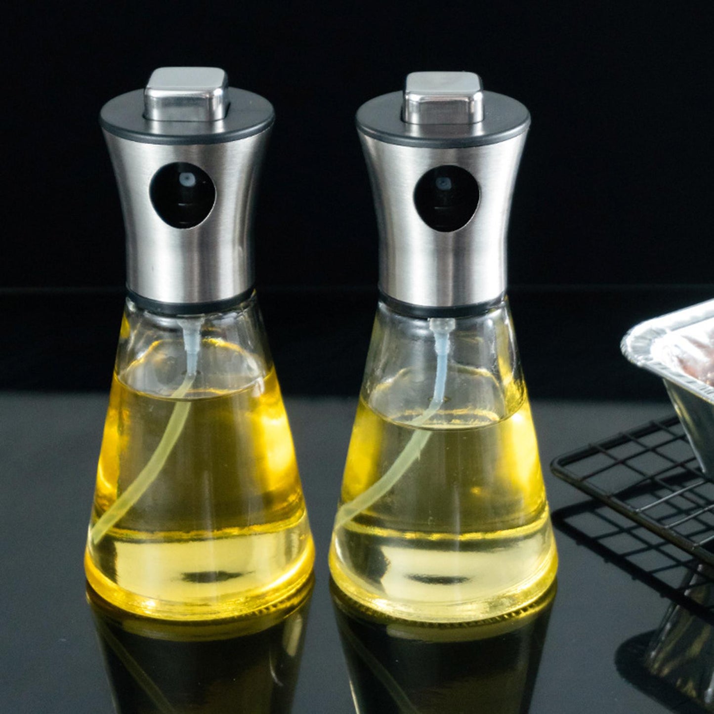 Olive Oil Sprayer Vinegar Gadget Glass Bottle for Barbecue Grilling Cooking 7.5x7.5x15.5cm