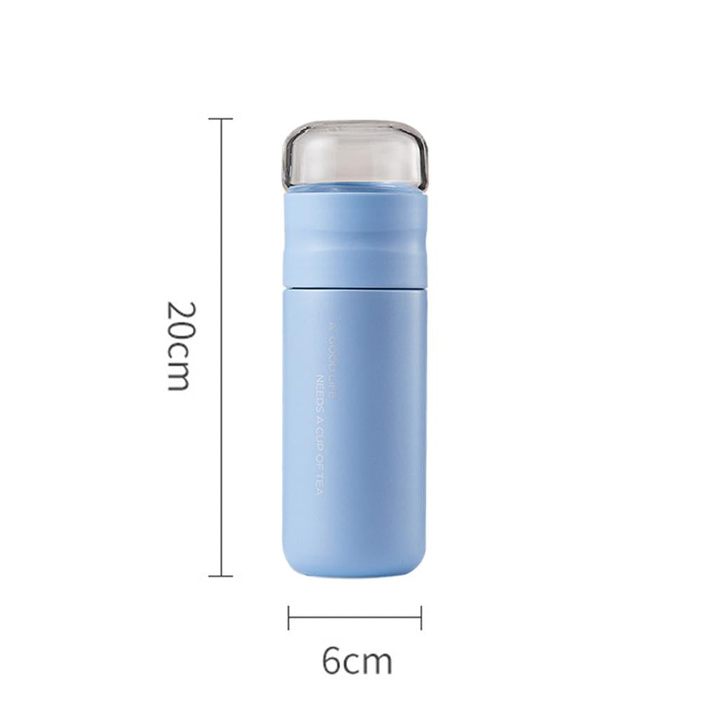 Insulated Bottle Leakproof with Glass Infuser Rotary Filtration for Home Blue