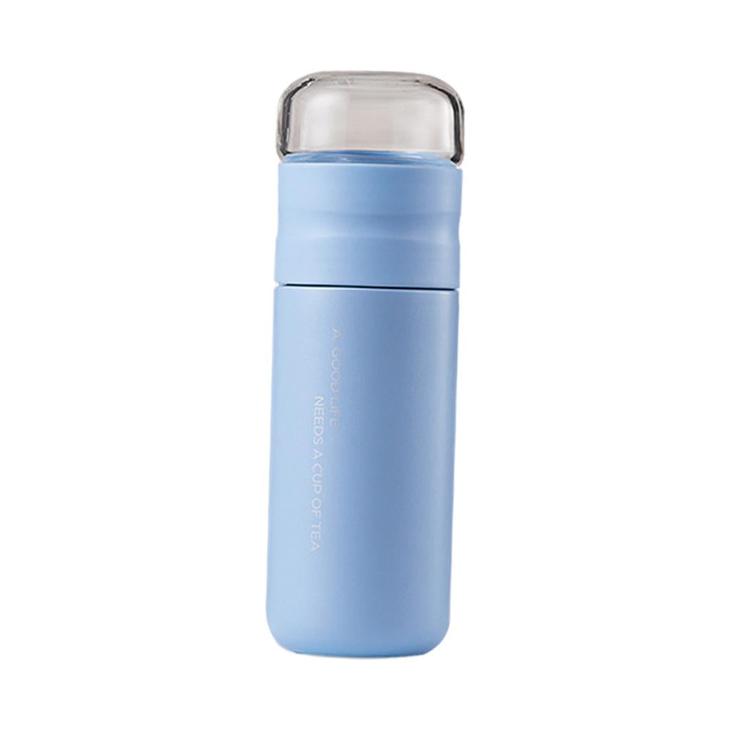 Insulated Bottle Leakproof with Glass Infuser Rotary Filtration for Home Blue