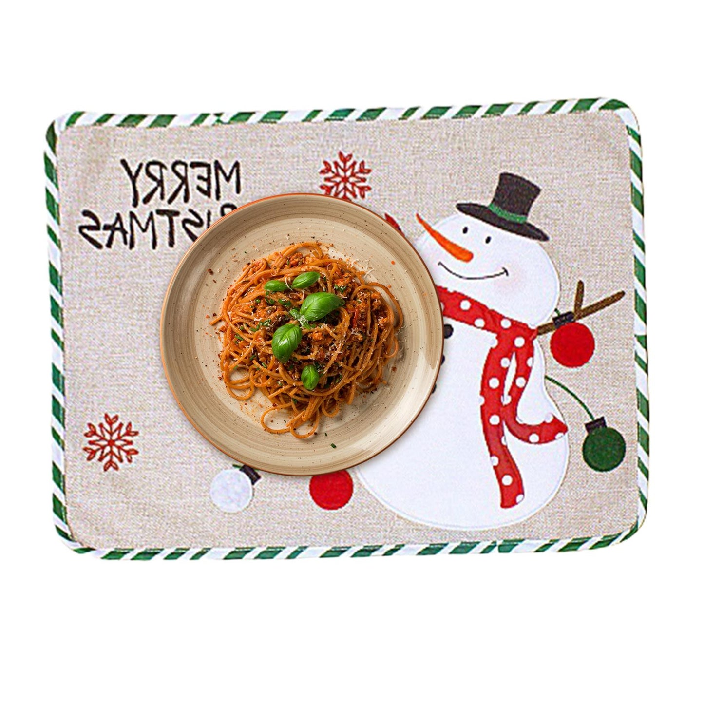 Placemat Decoration Rectangle dinner Christmas Embroidery for Xmas New Year