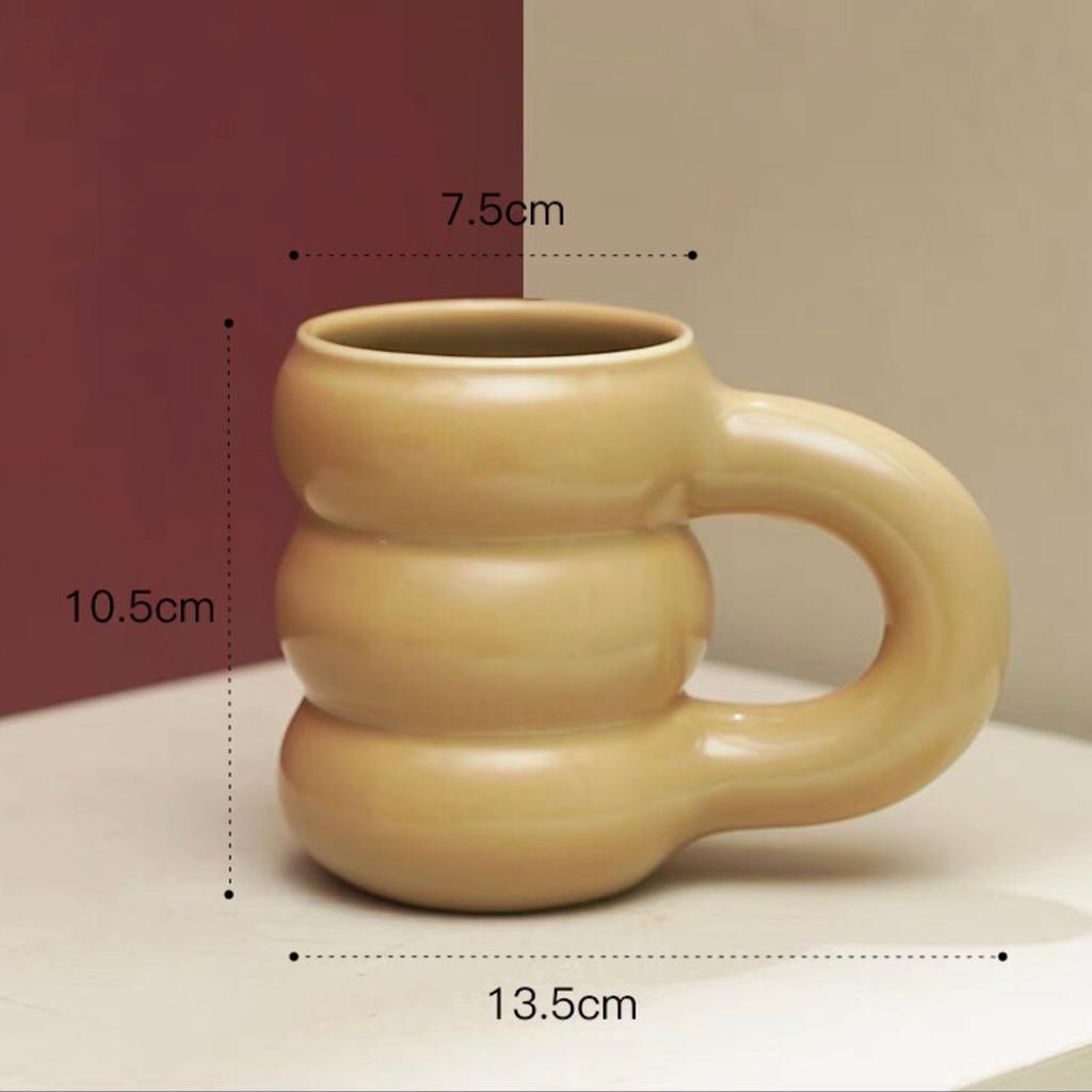 450ml Mug Tire Shaped Juice Mug Drinkware Large Capacity for Home Office Creamy yellow