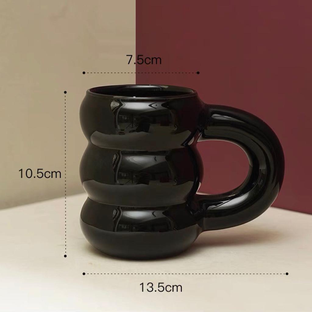 450ml Mug Tire Shaped Juice Mug Drinkware Large Capacity for Home Office Jet black