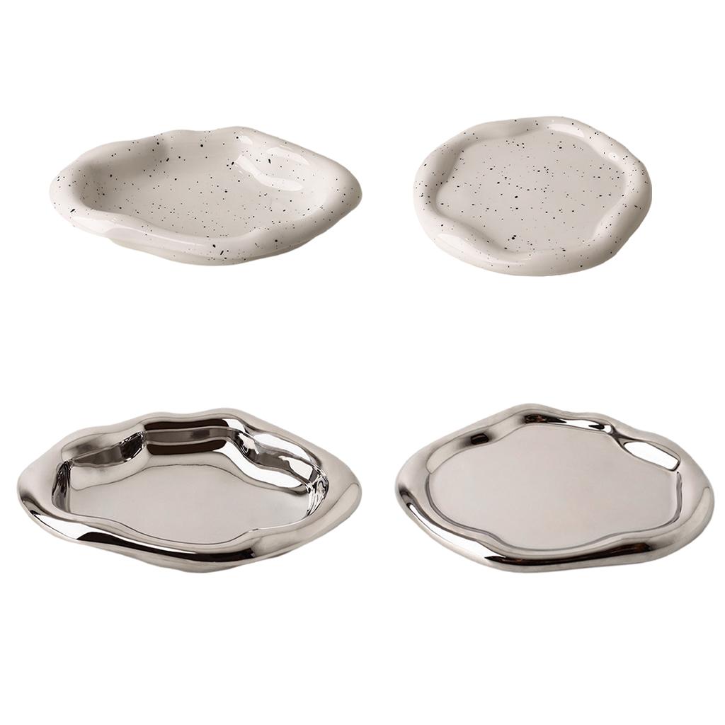 Decorative Jewelry Tray Ceramic Household Cake Tray for Table dinner Kitchen Long Strip