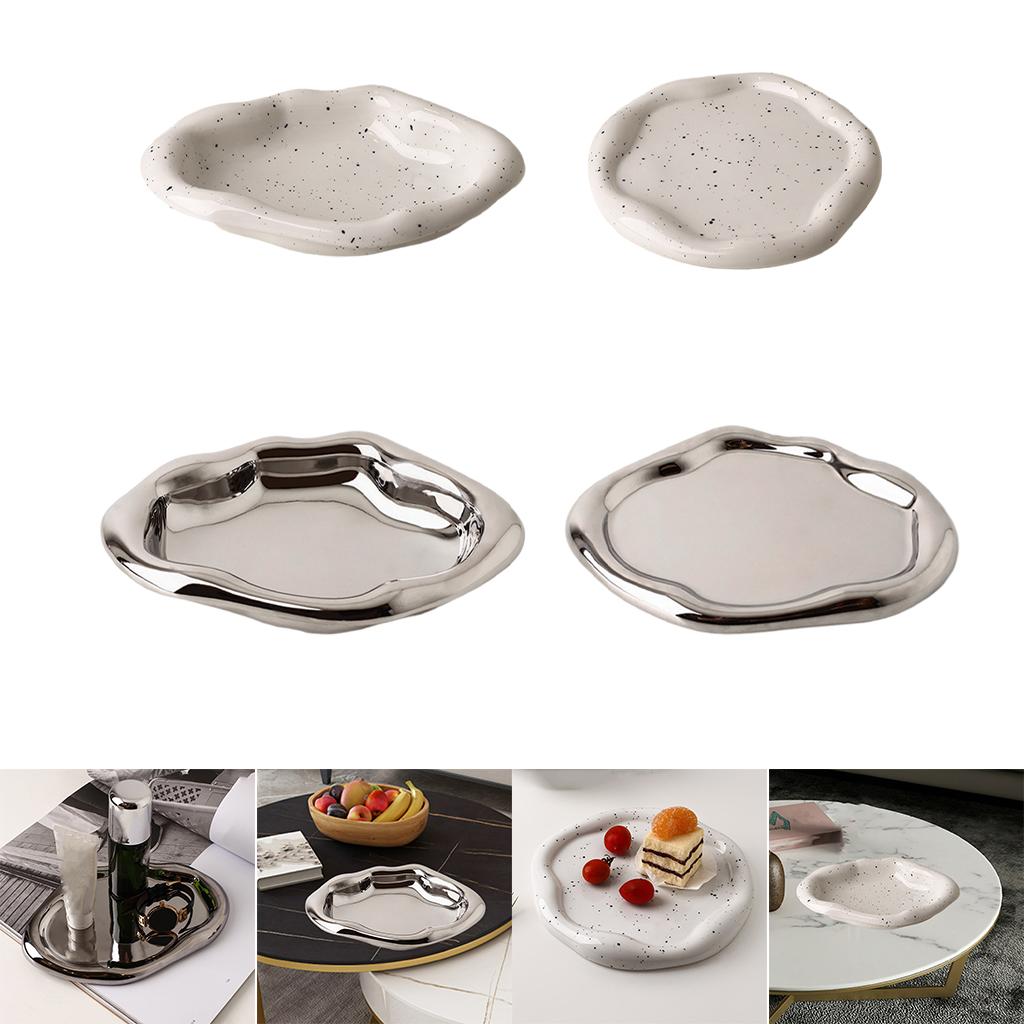 Decorative Jewelry Tray Ceramic Household Cake Tray for Table dinner Kitchen Long Strip