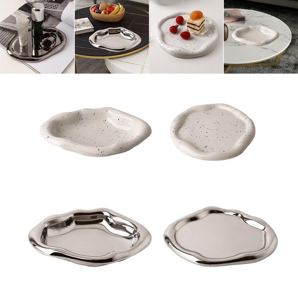 Decorative Jewelry Tray Ceramic Household Cake Tray for Table dinner Kitchen Long Strip