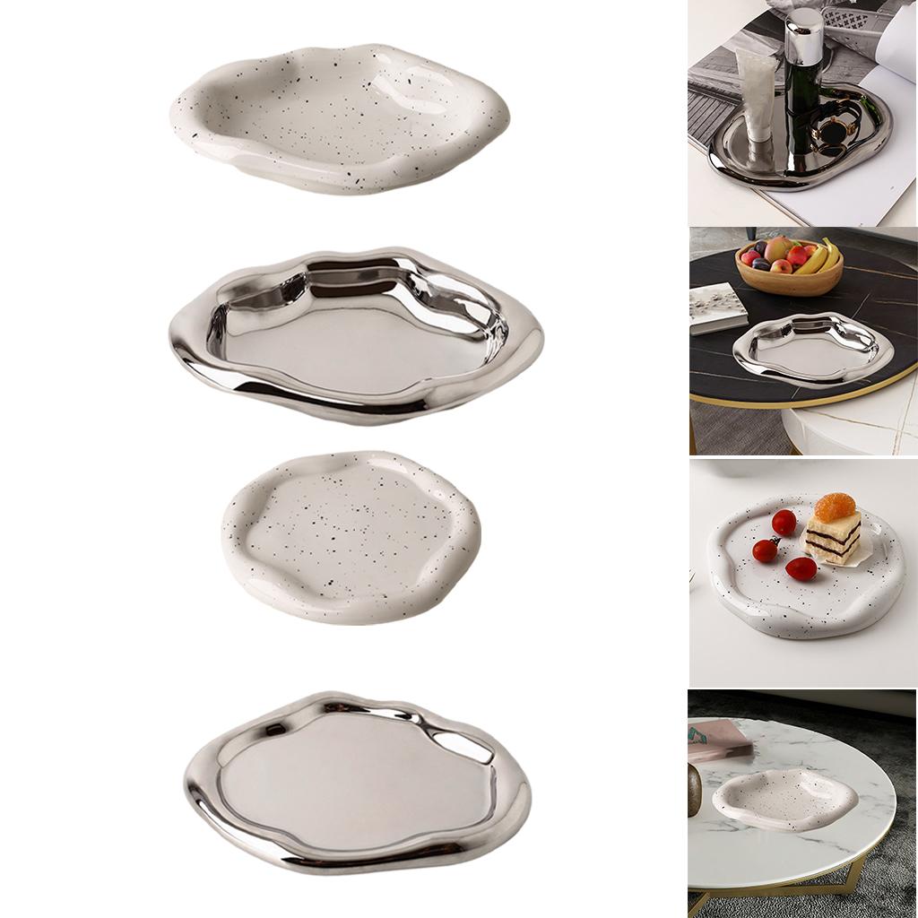 Decorative Jewelry Tray Ceramic Household Cake Tray for Table dinner Kitchen Long Strip