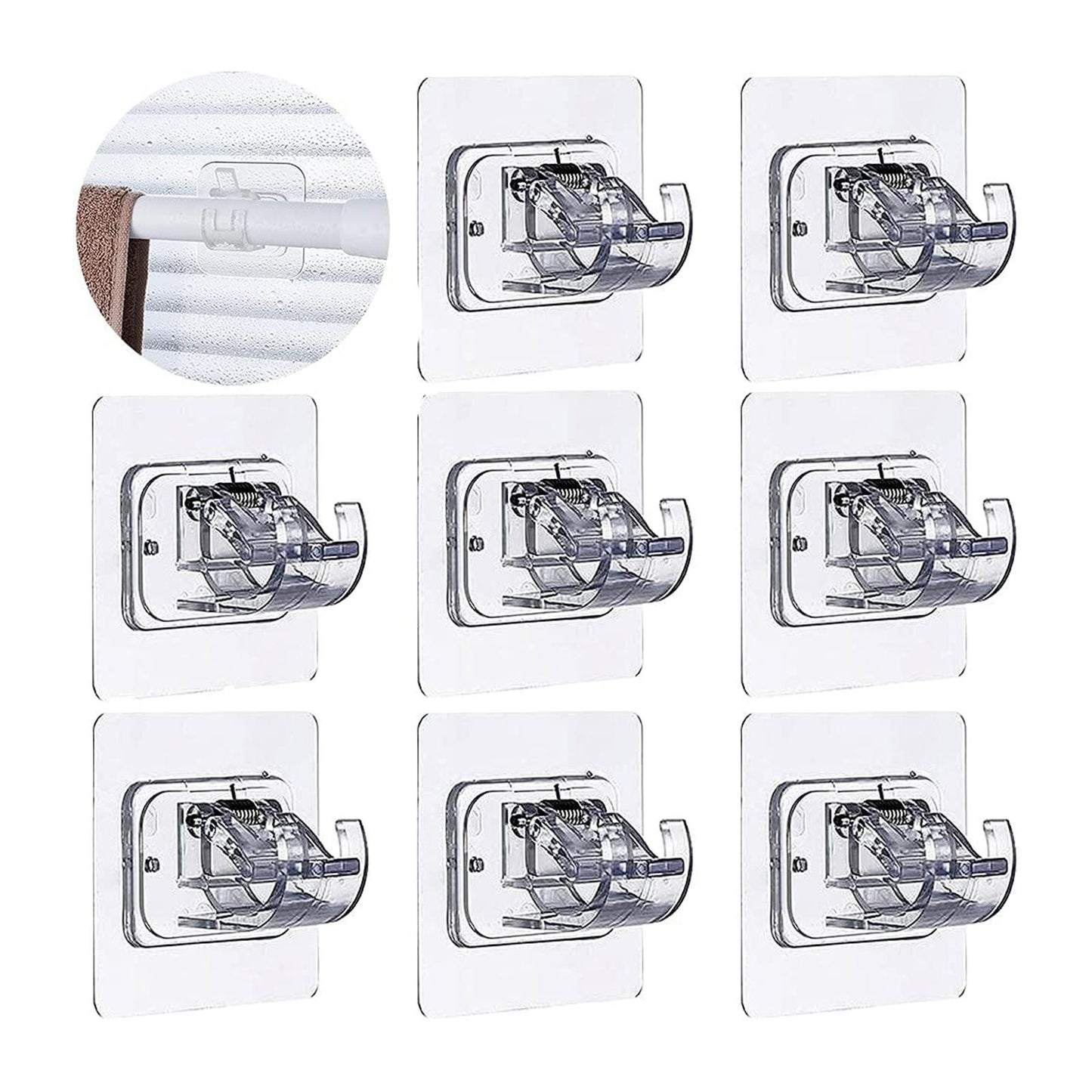 8 PCS Curtain Rod Brackets Holder Drapery Wall Mount Fixed Use Transparent