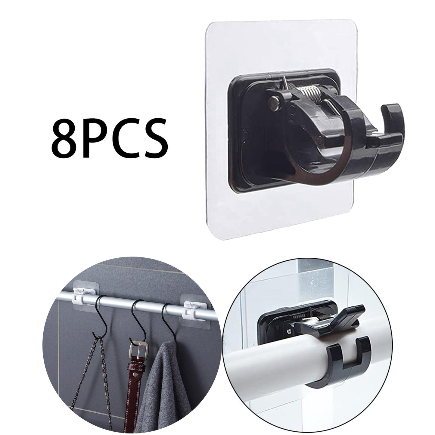 8 PCS Curtain Rod Brackets Holder Drapery Wall Mount Fixed Use Black